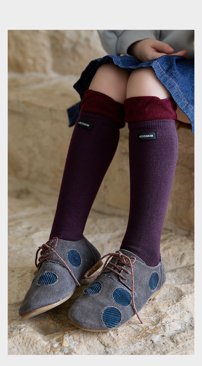 四色拼接中筒襪