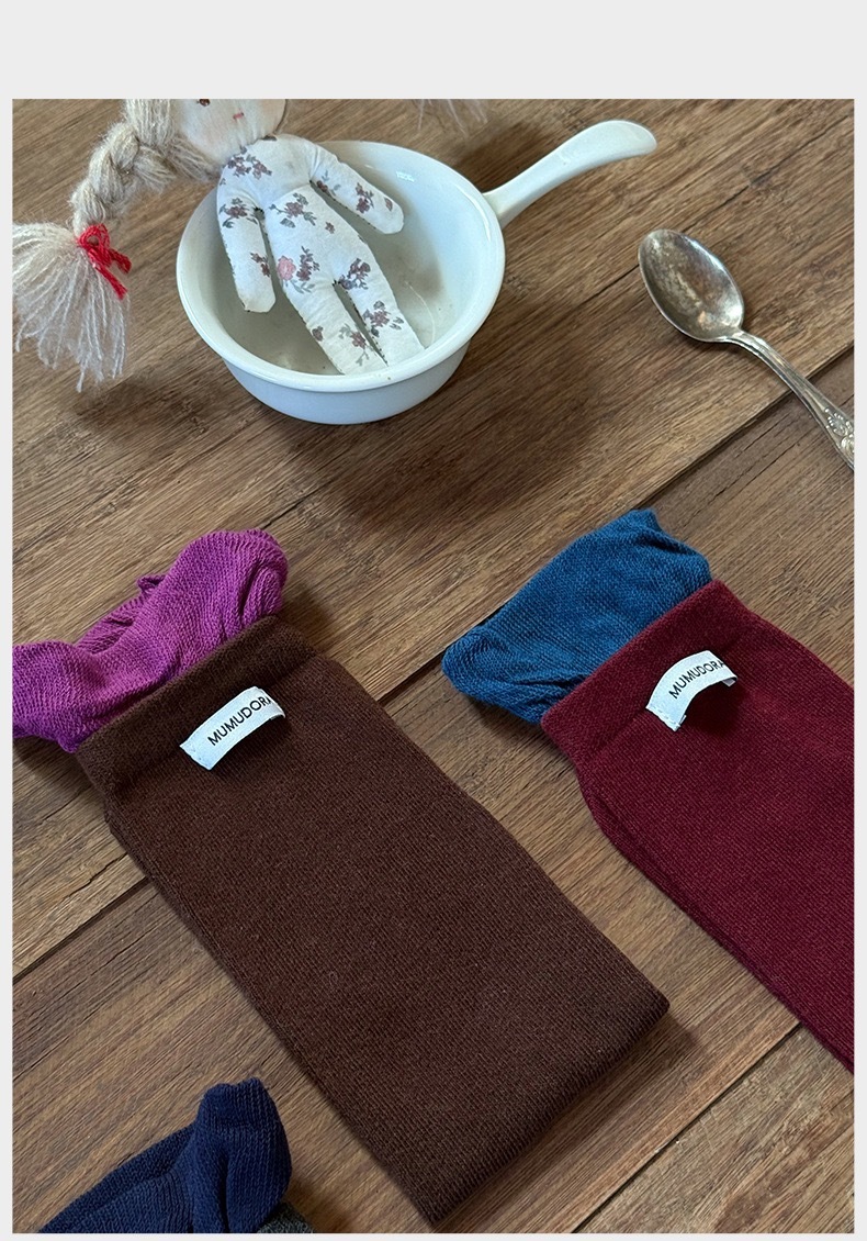 四色拼接中筒襪