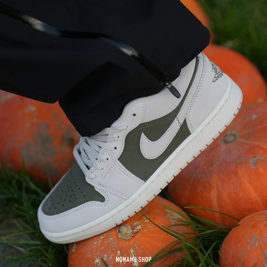 NIKE AIR JORDAN 1 LOW SE 橄欖綠 倒鉤平替 米白綠 麂皮 (男款)