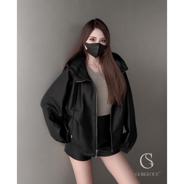 G9730 「霧感連帽皮外套」