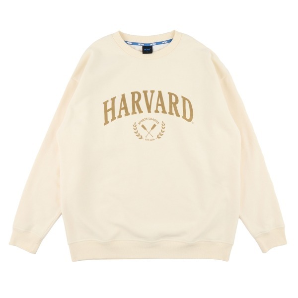 NCAA TEE 藍色 杏色 哈佛 北卡 圓領 休閒 基本 刷毛 拼接 長袖 長T 大學T【7355101】