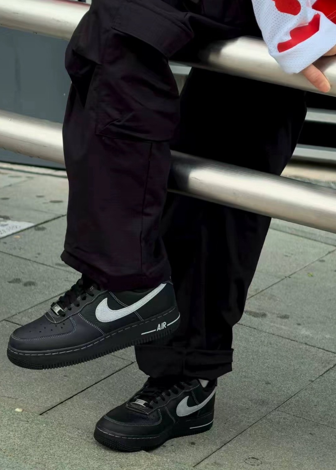 NIKE AIR FORCE 1 AF1 黑灰色 荔枝皮革