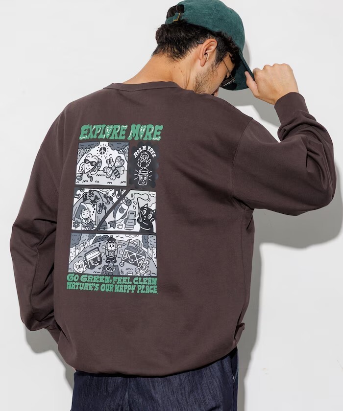 "代購" Coleman × Chocomoo × FREAK'S STORE 聯名別注 「四格漫畫」抽繩設計 圓領大學T