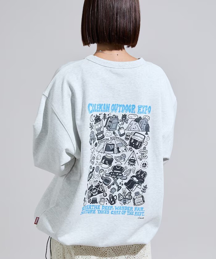 "代購" Coleman × Chocomoo × FREAK'S STORE 聯名別注 「Outdoor Expo」抽繩設計 圓領大學T