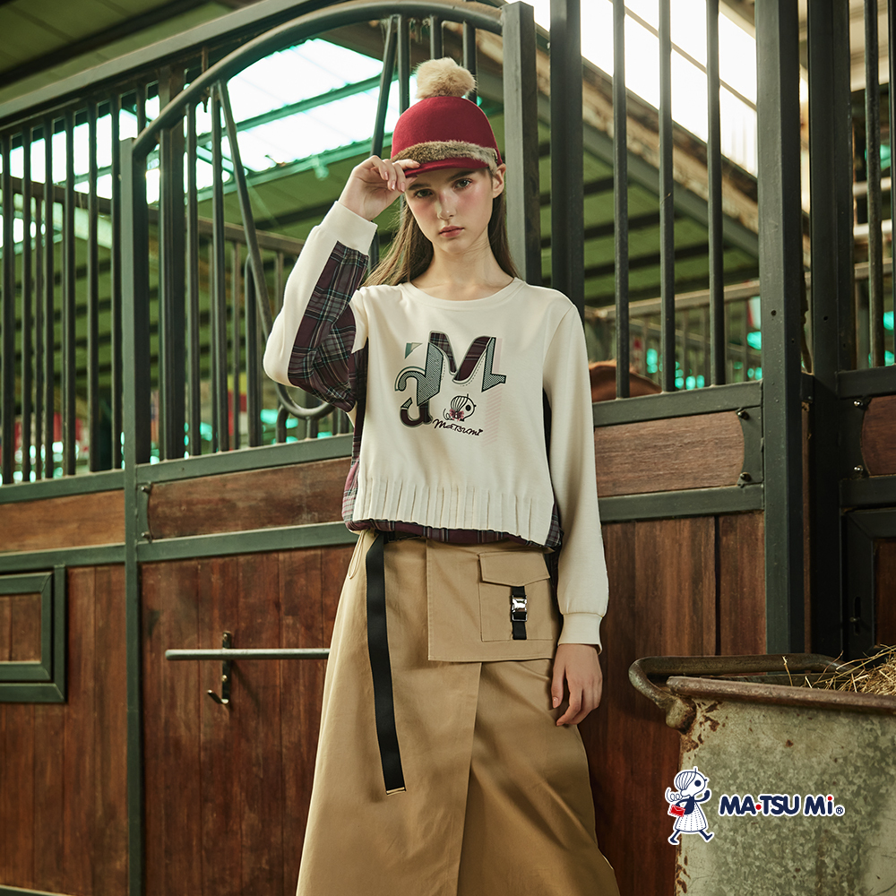 MA‧TSU Mi 微植絨不對稱工裝剪裁編織腰帶設計半身裙(卡.深灰)