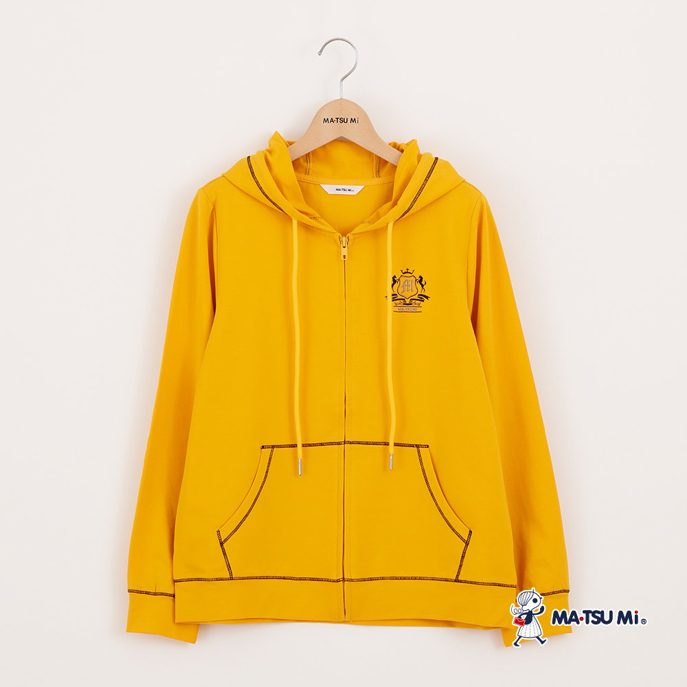 MA‧TSU Mi 學院風撞色縫線感大口袋設計連帽外套(白.黃.水藍)