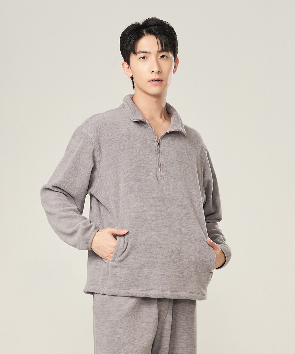 YA系列 超細刷絨男半開襟長袖衫 UE1F2325