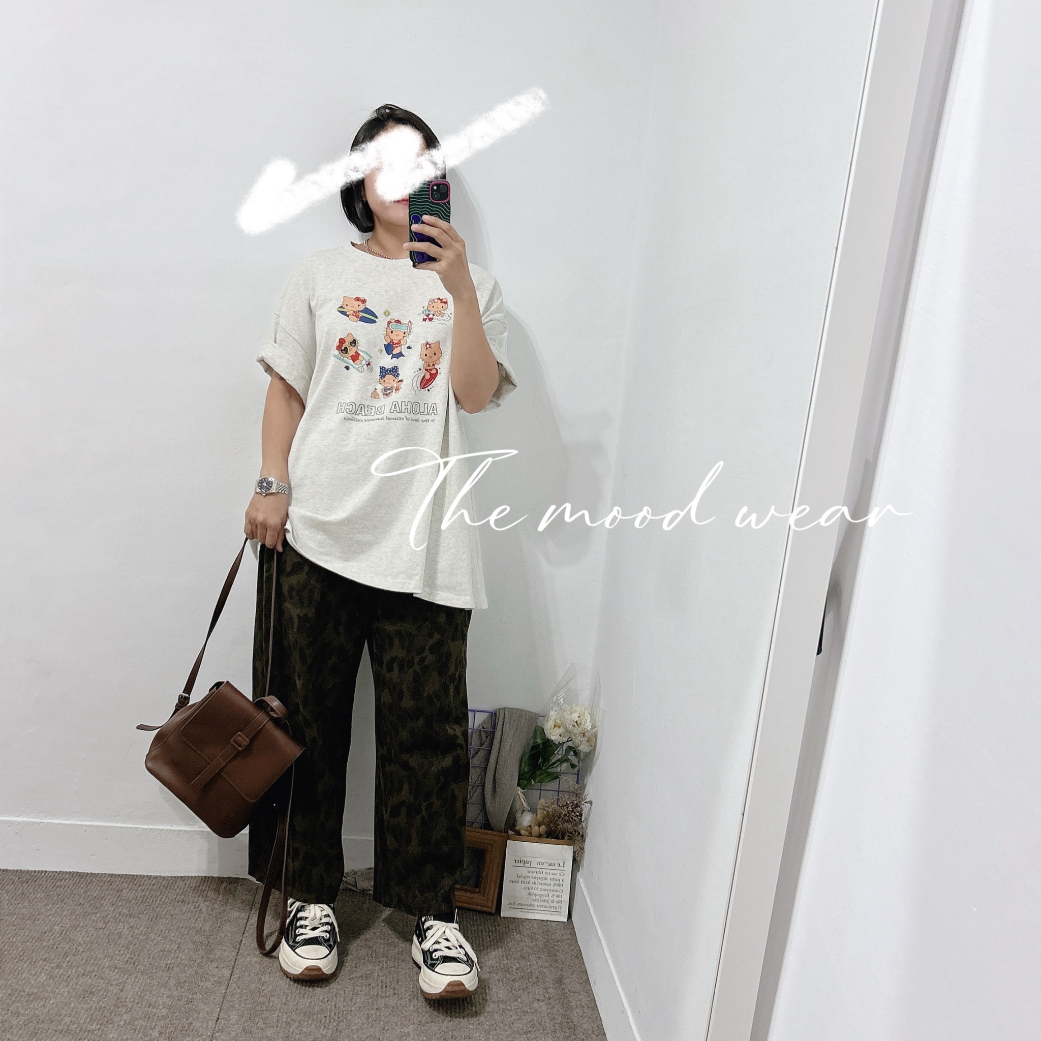 超挺版棉質直筒褲 豹紋褲 綿寬褲