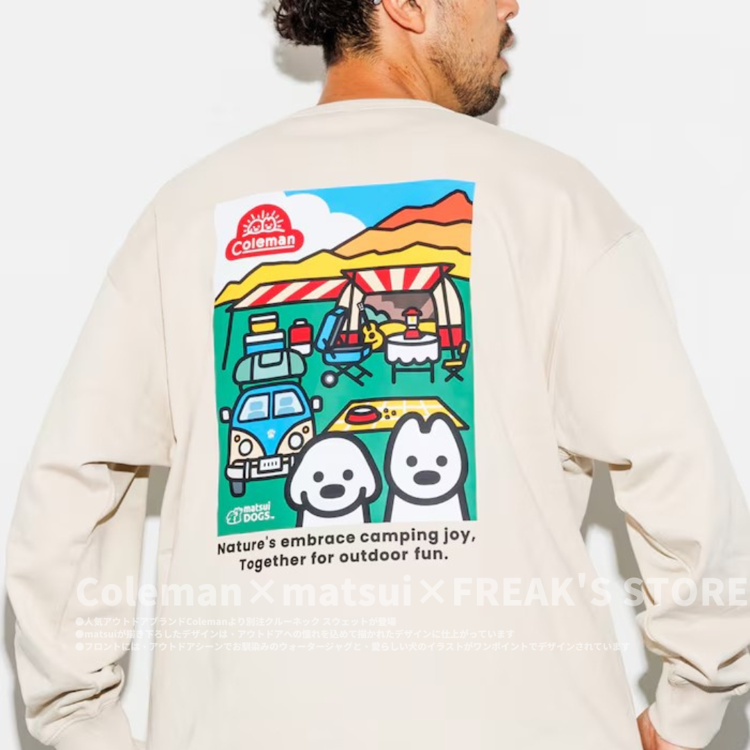 "代購" Coleman × Matsui × FREAK'S STORE 聯名別注 「Camping Joy」抽繩設計 圓領大學T