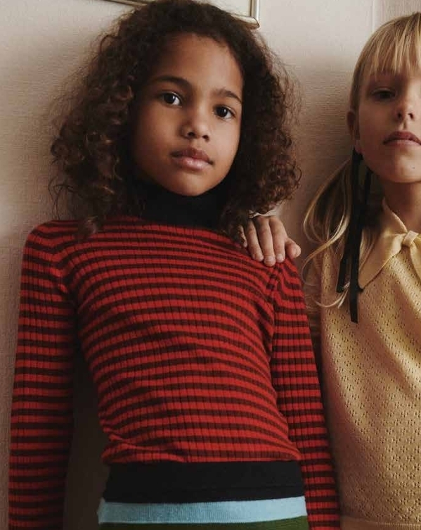 FUB 條紋高領上衣Rollneck Blouse-cranberry/signal red