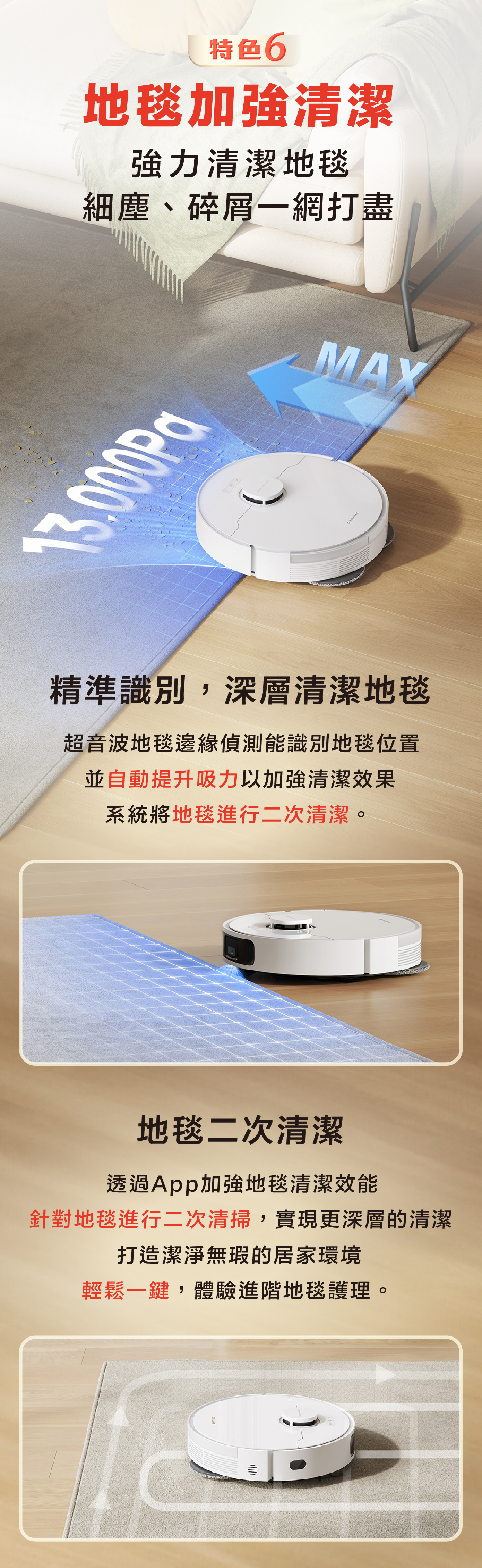 L20s Pro 3D避障雙螺旋掃拖機器人3D避障雙螺旋掃拖業界超強吸力10300PA