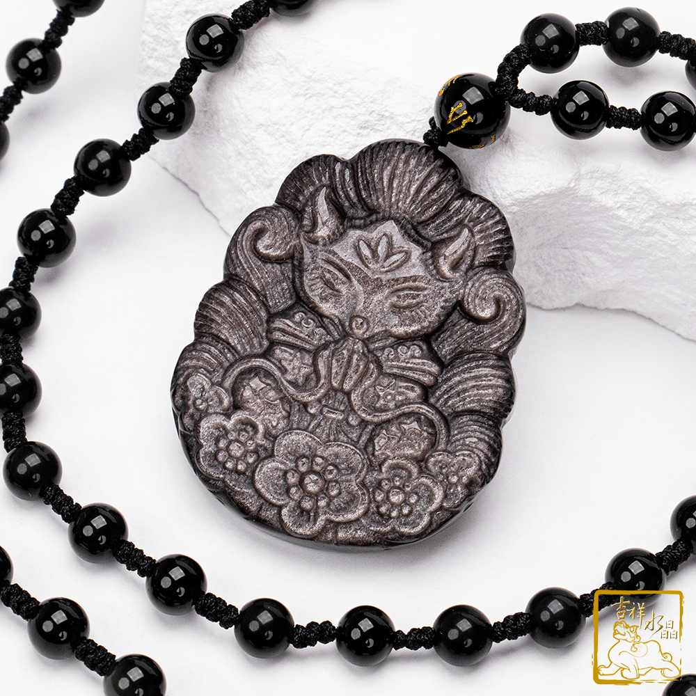 銀沙黑曜九尾狐仙項鍊 4.35cm 斬爛桃花