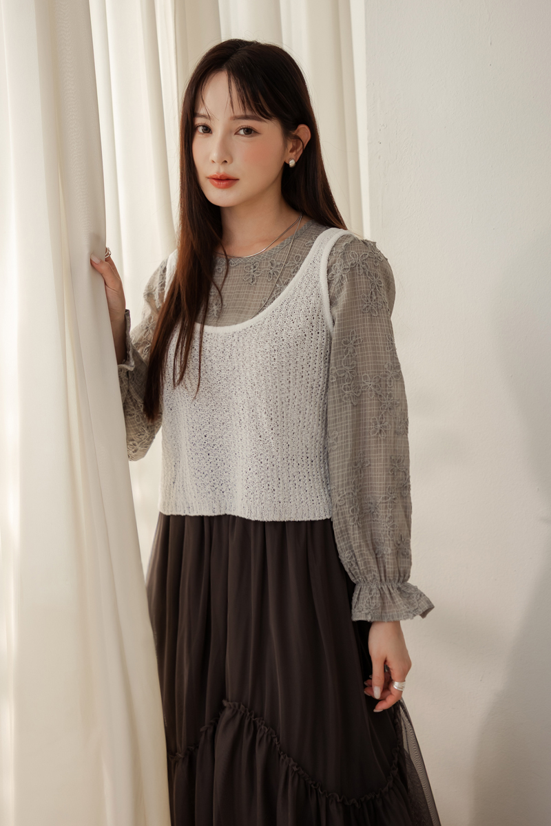 交叉綁帶短版針織背心