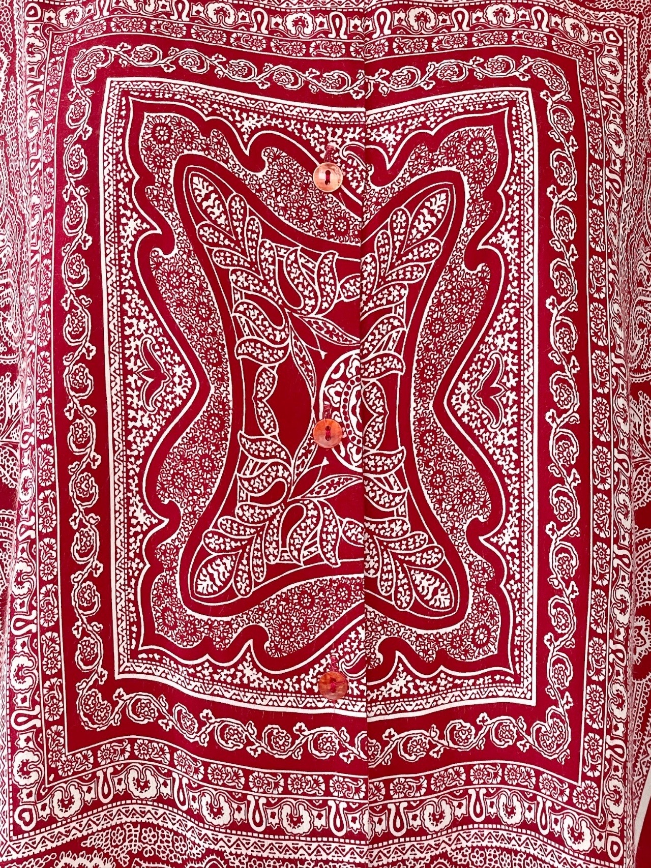 意大利製紅色圍巾拼圖古著上衣