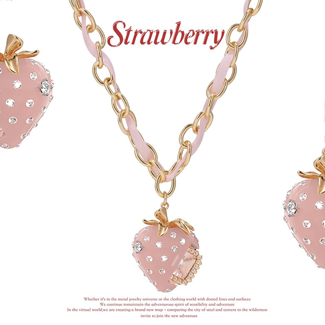 奶油草莓長項鍊-預購