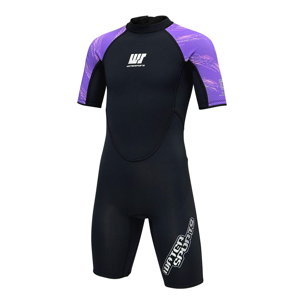 3.5mm 兒童 CR 絨毛內裡游泳連身保暖衣 - 紫