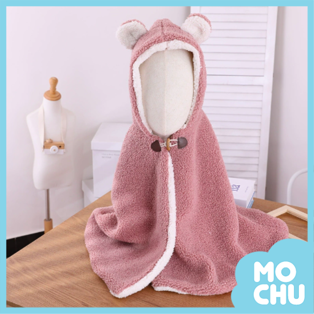 純色羊羔絨無袖斗篷(四色)