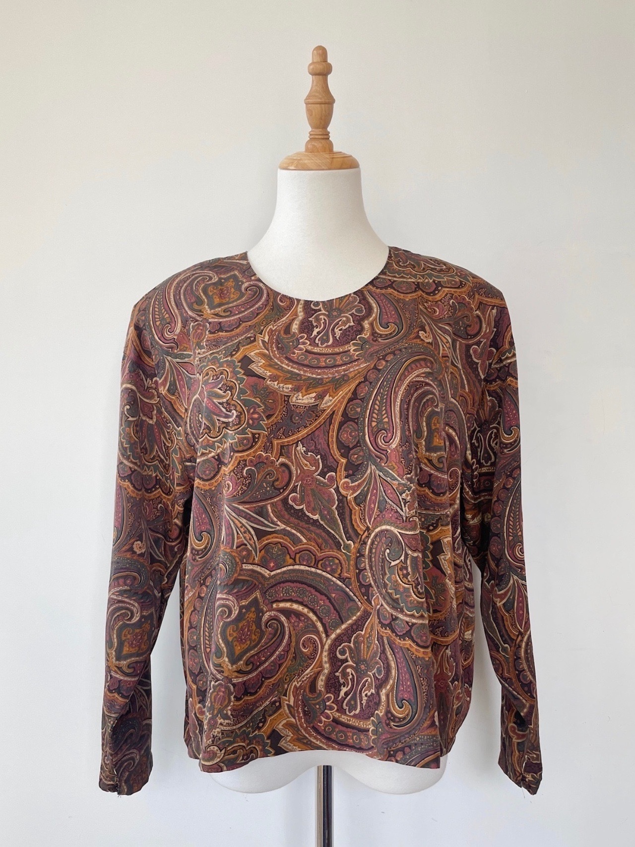 日本製森林色腰果花古著上衣