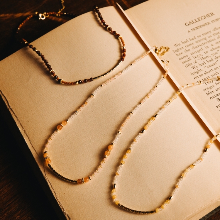 落日光輝 紅霞 金粉 暮光 天然石水晶項鍊 獨家設計款