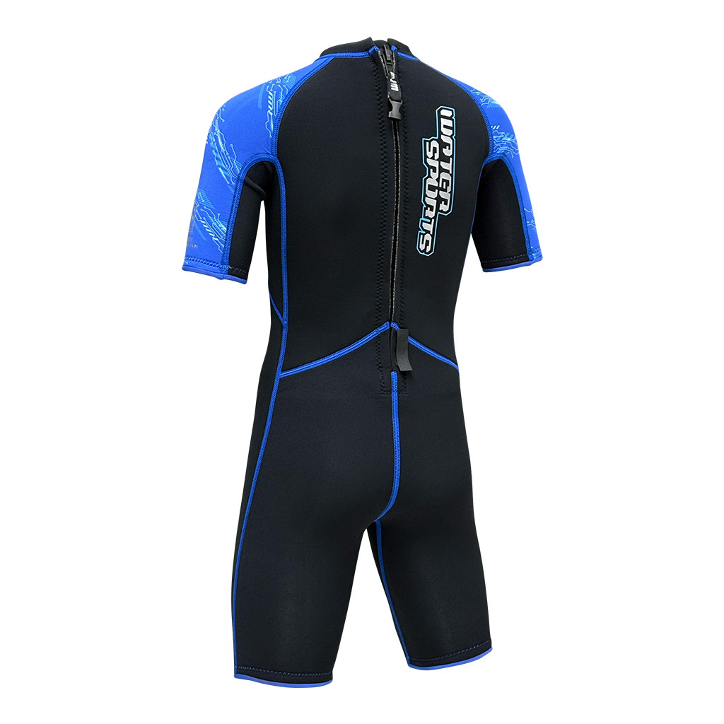 3.5mm 兒童 CR 絨毛內裡游泳連身保暖衣 - 藍