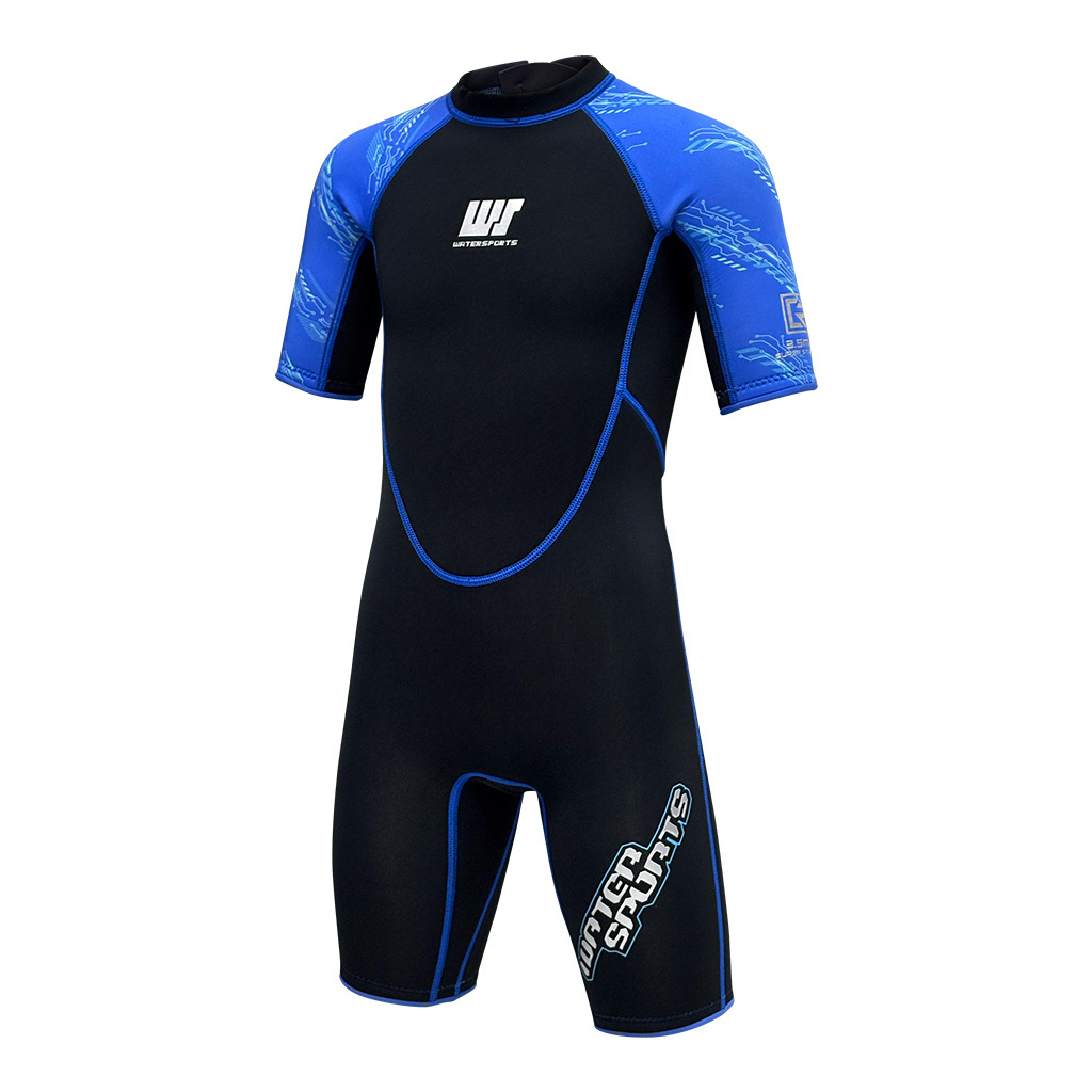 3.5mm 兒童 CR 絨毛內裡游泳連身保暖衣 - 藍