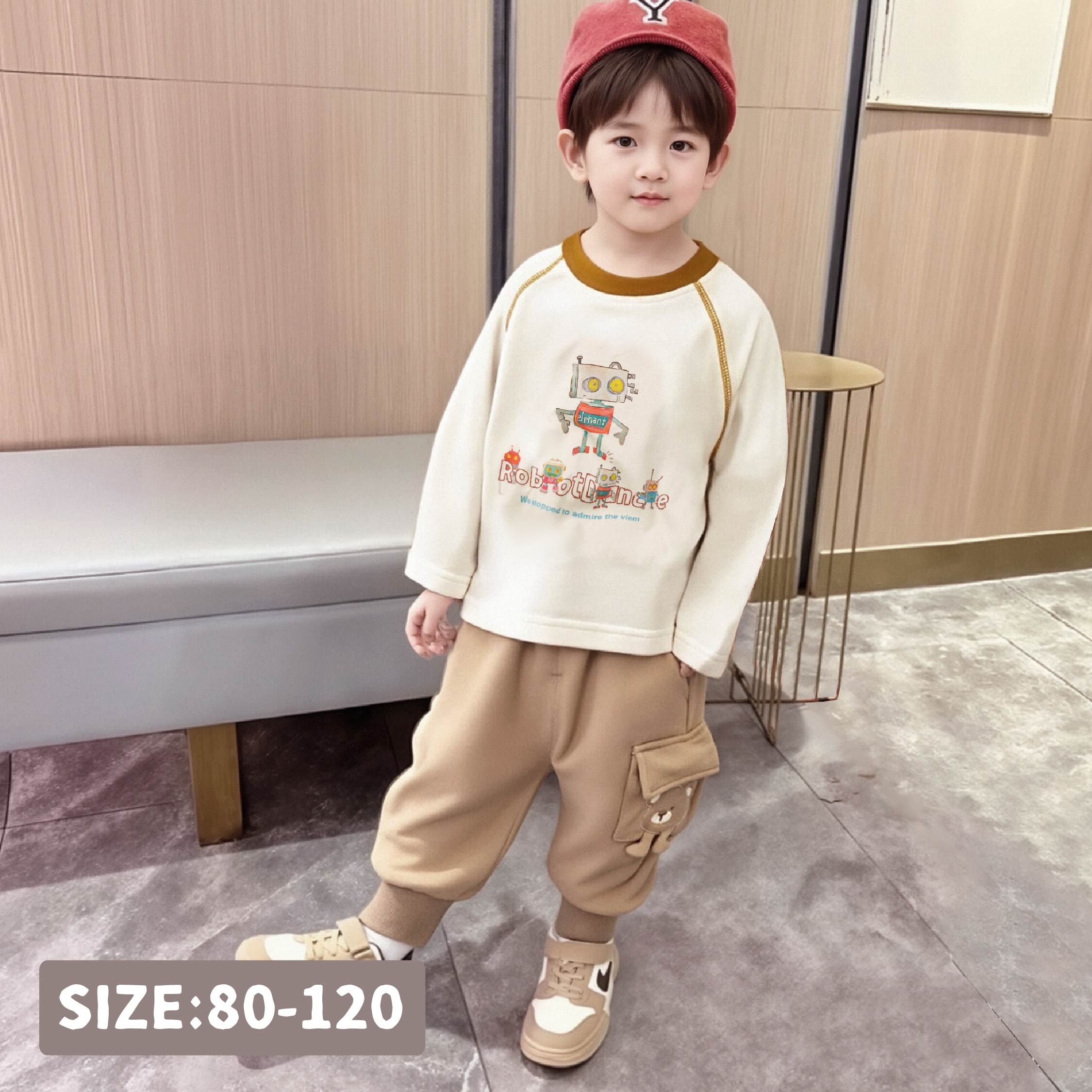 【H55372】逗趣卡通機器棉質上衣