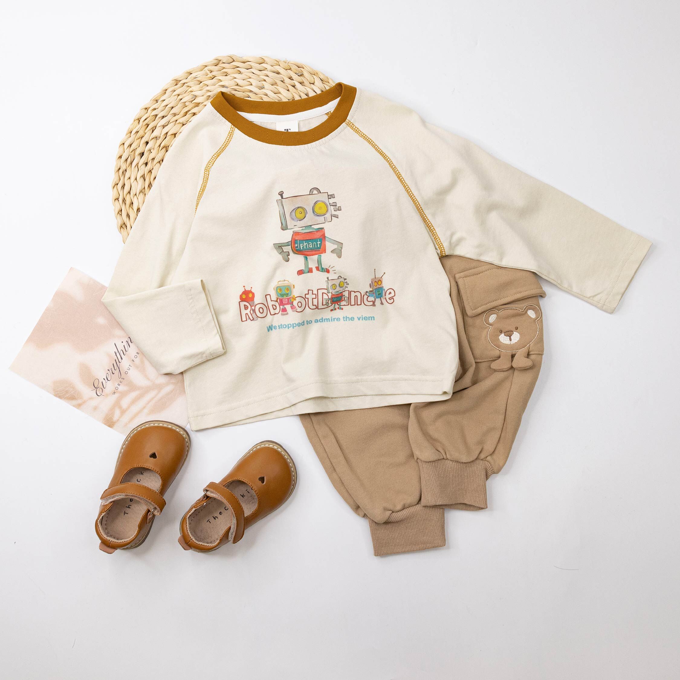 【H55372】逗趣卡通機器棉質上衣