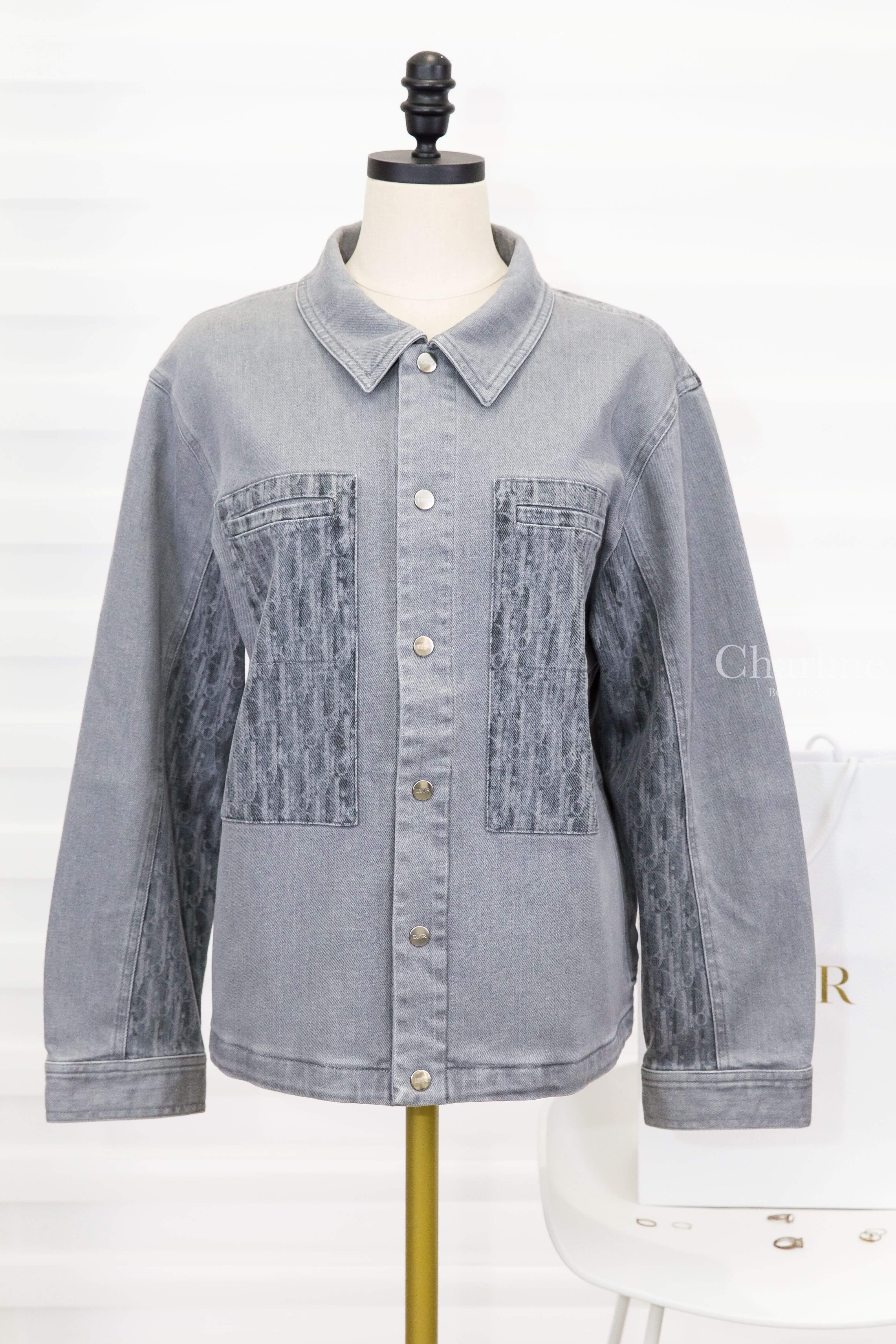 Dior Kids' Jacket 灰色拼接復古水洗老花牛仔棉質童裝長袖外套