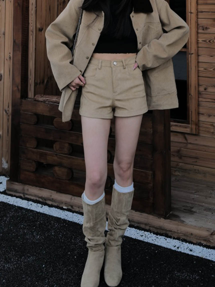 麂皮絨百搭休閒短褲*3色