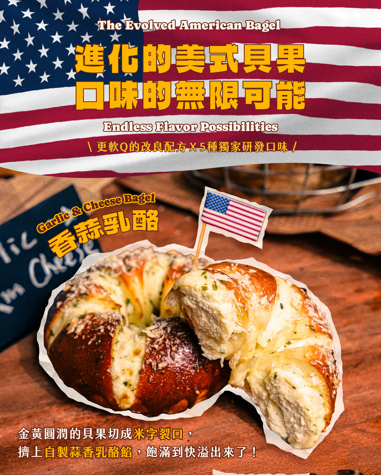 創新的美式貝果風味：香蒜乳酪貝果介紹