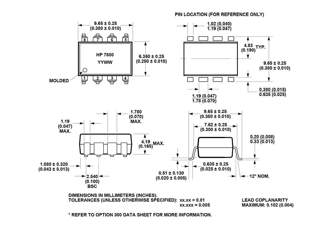 HCPL-7800A,尺寸規格