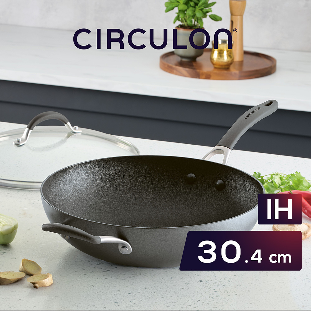 《CIRCULON A1系列》 極致抗刮不沾單柄中式炒鍋30.4CM(含蓋)