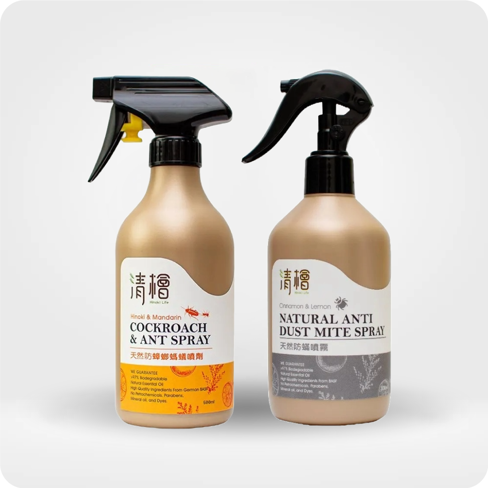 【天然蟲蟎剋星組】清檜天然防蟎噴霧300ml+清檜天然防蟑螂螞蟻噴劑500ml