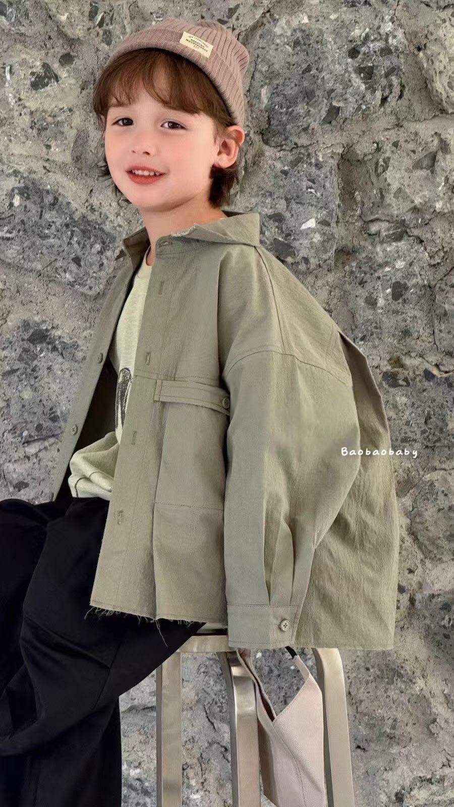 設計感軍綠襯衫