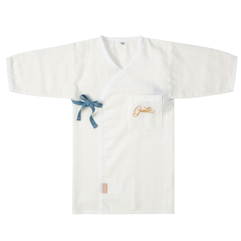 gunite極致棉柔美系列-成長型新生兒紗布衣｜S-M號(3M~3Y ) ｜藍帶白