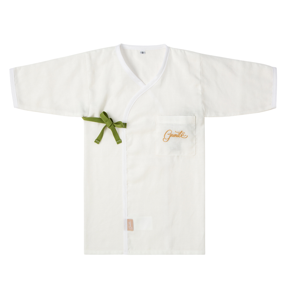 gunite極致棉柔美系列-成長型新生兒紗布衣｜S-M號(3M~3Y ) ｜綠帶白