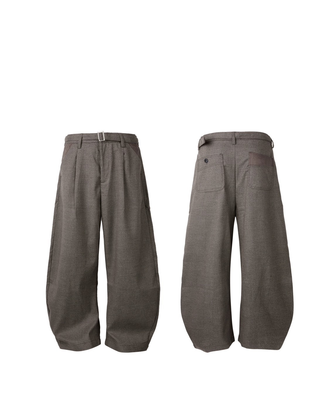 FU 腰帶設計款 復古 寬鬆版型 彎刀褲 #西裝褲