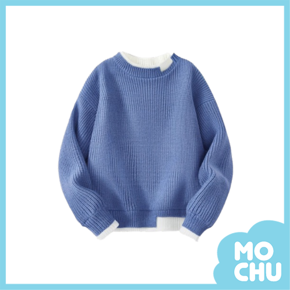 粗針織假兩件長袖上衣(二色)