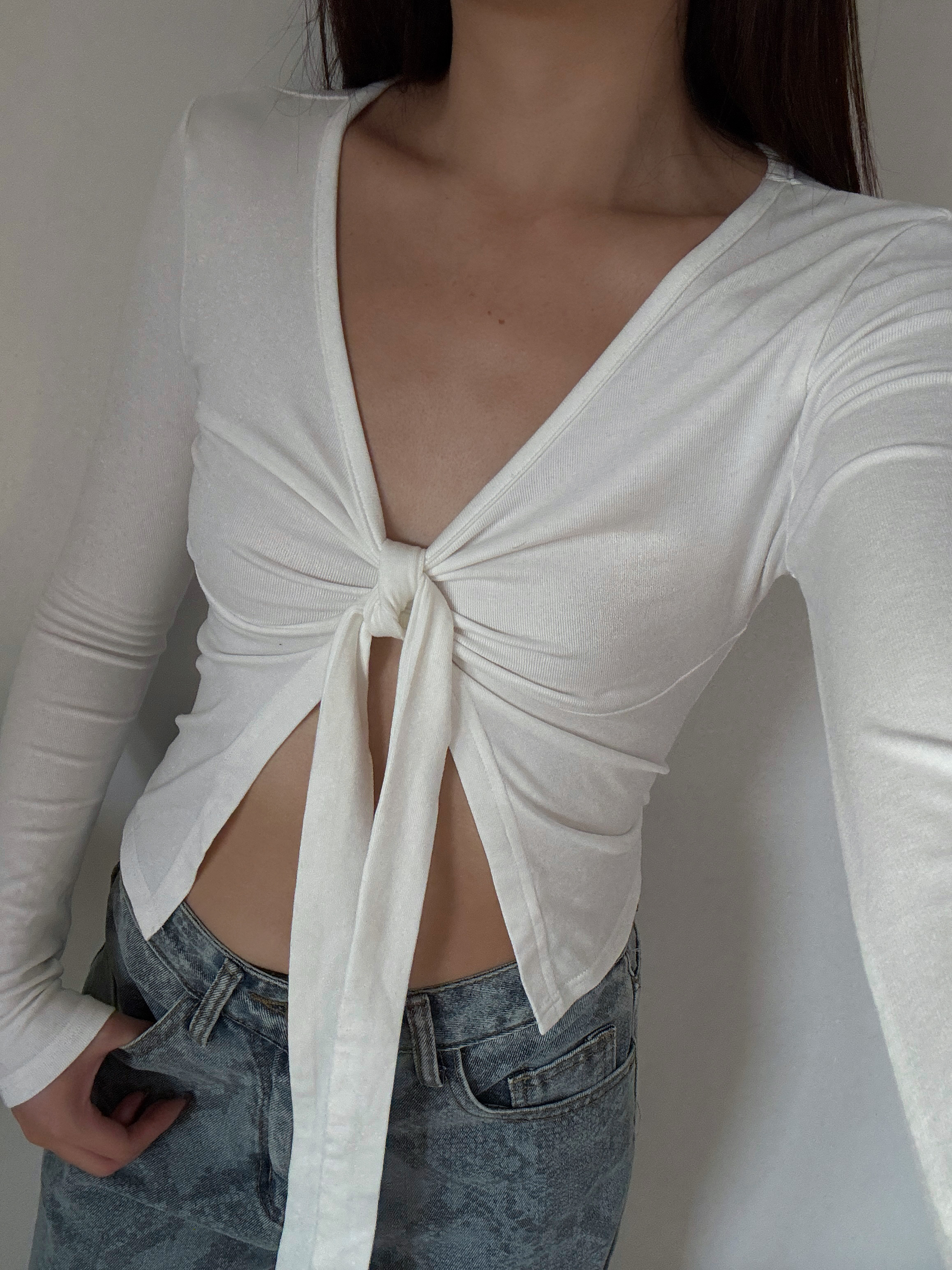 🎀蝴蝶結綁帶長袖上衣(3色)