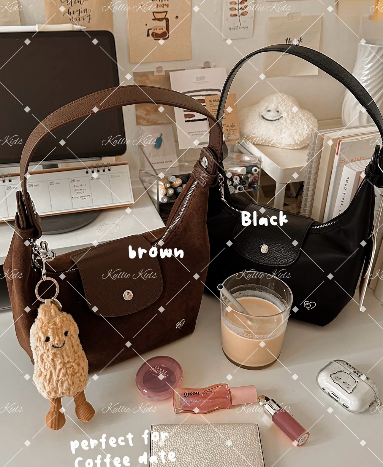 泰國小眾品牌 - MO-YA（ 絨面 ) 皮帶小餃子包*不連掛飾