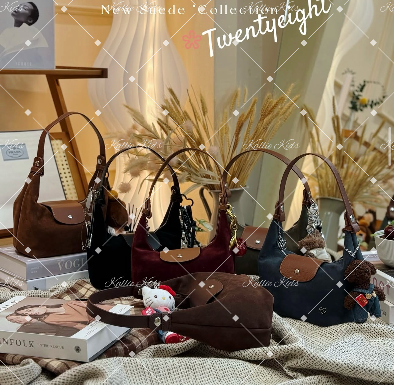 泰國小眾品牌 - MO-YA（ 絨面 ) 皮帶小餃子包*不連掛飾