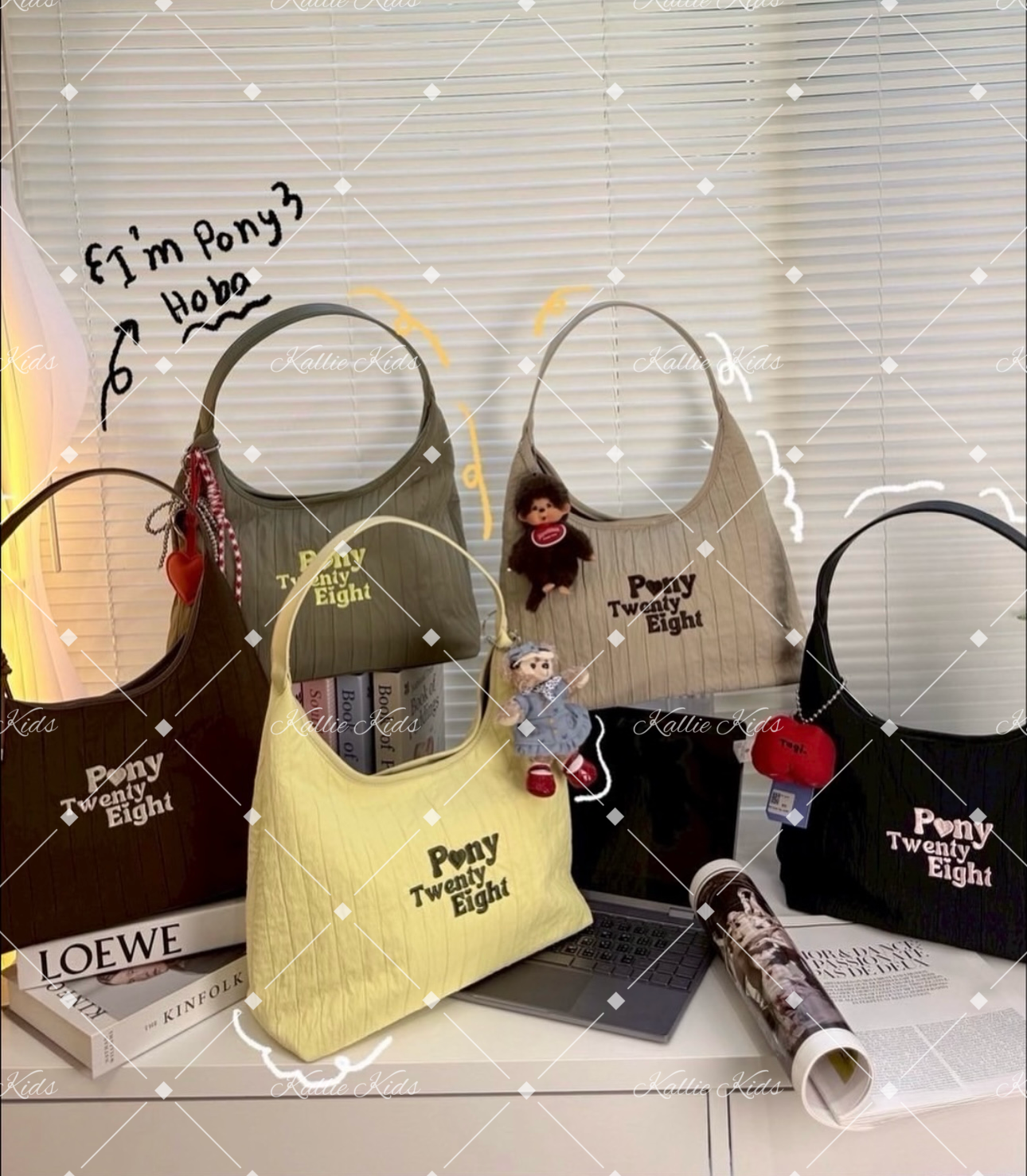 泰國小眾品牌 -HO-BO ( 尼龍 )單肩字母手挽包*不連掛飾