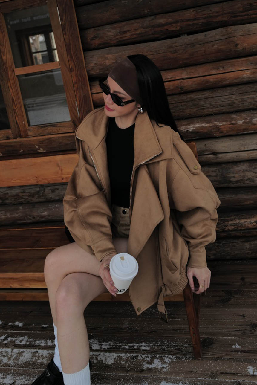 咖色風衣感麂皮騎士外套