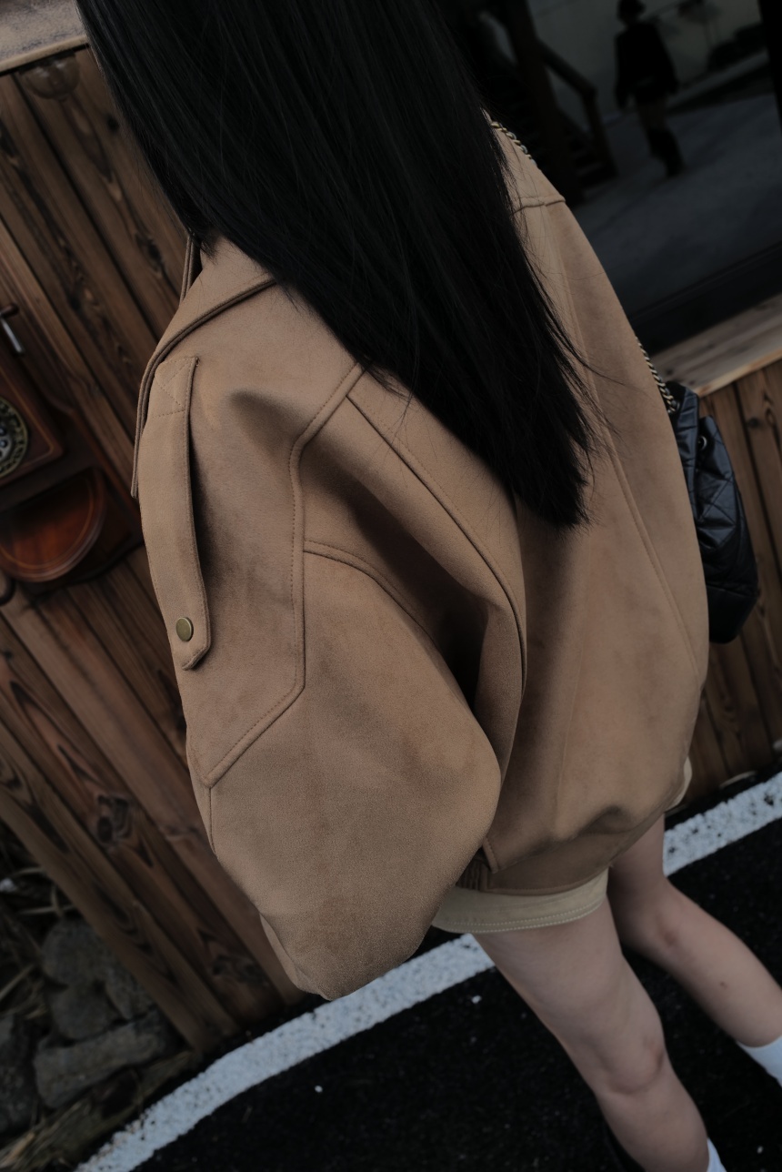 咖色風衣感麂皮騎士外套