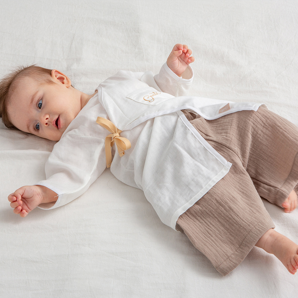 gunite極致棉柔美系列-成長型紗布褲｜透氣快乾｜S-M號(3M~5Y ) ｜品味咖