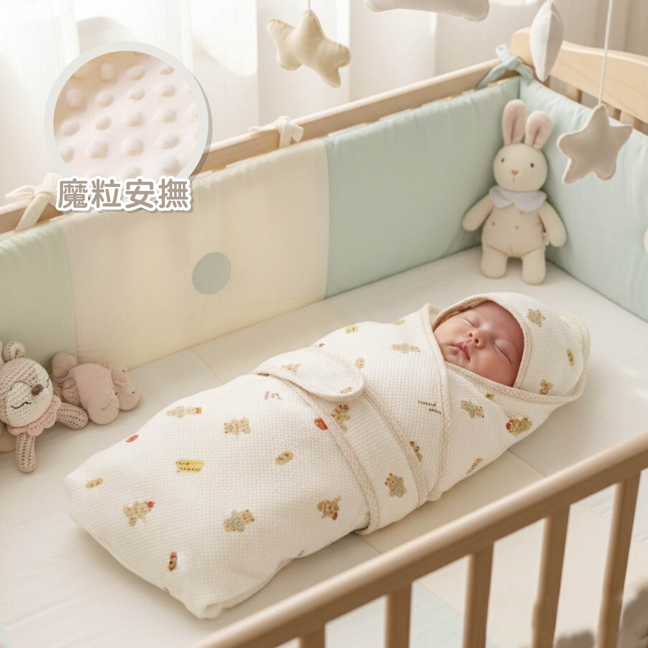 【JB0525】MIT原創蘋安小熊華夫格魔粒包巾