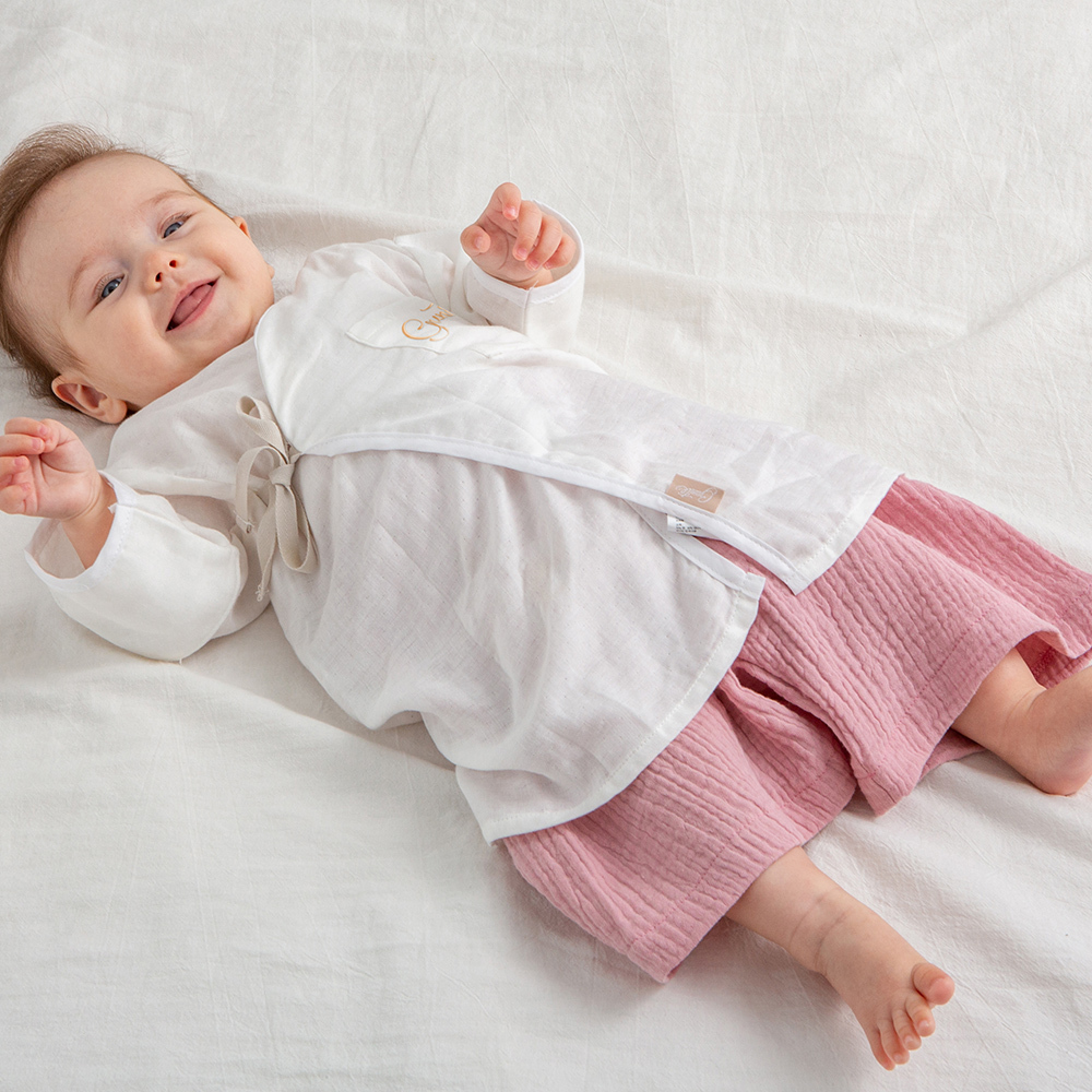 gunite極致棉柔美系列-成長型紗布褲｜透氣快乾｜S-M號(3M~5Y ) ｜品味藕