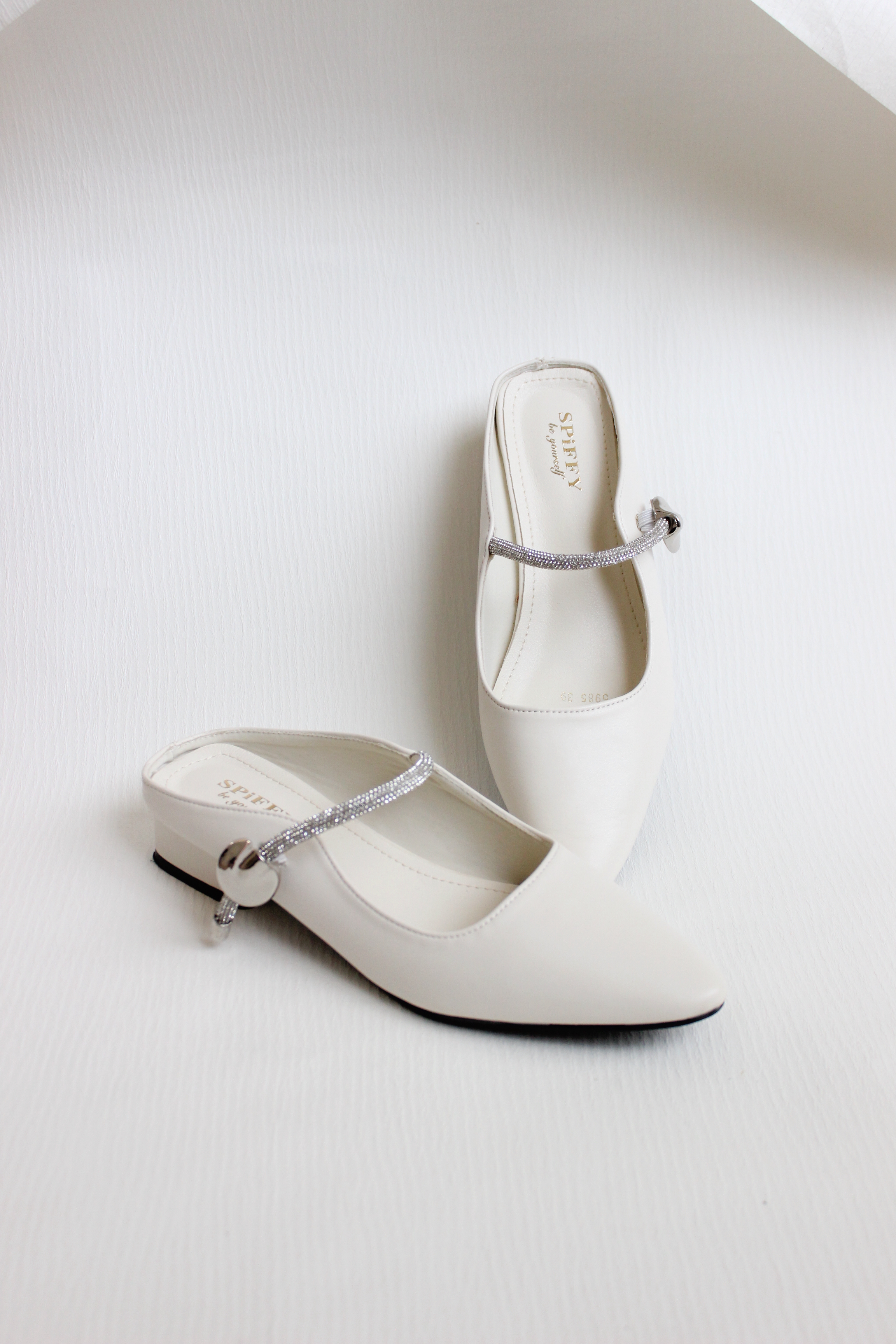 Cleona Crystal Embellished Mules in Beige - SH086BEI