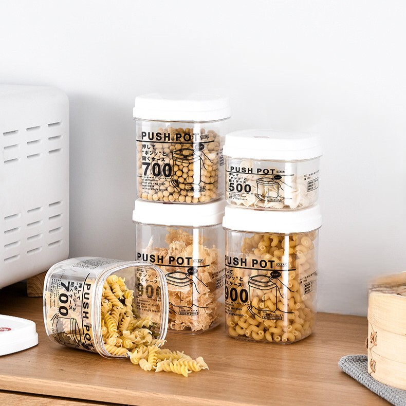 《6286》透明塑膠按壓式食材分類儲物罐