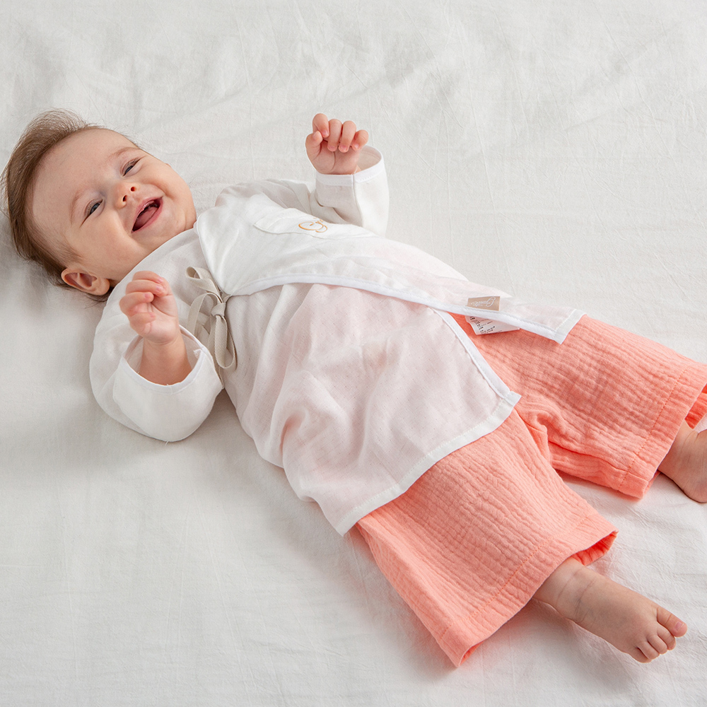 gunite極致棉柔美系列-成長型紗布褲｜透氣快乾｜S-M號(3M~5Y ) ｜質感粉膚